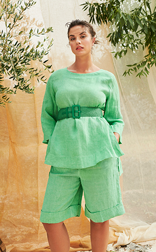 Outfit linen green | Marina Rinaldi